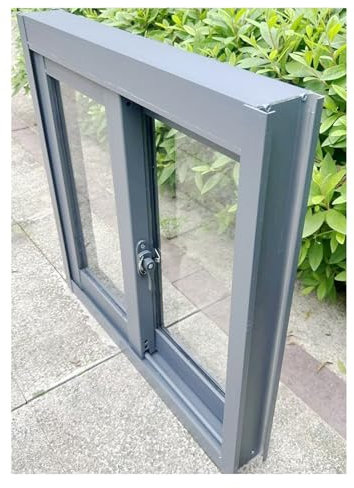 Finestre scorrevoli Finestra scorrevole orizzontale Gray Home con vetro, finestre per porte da garage con serratura, finestre sostitutive per capannoni/Dimensioni personalizzabili, montaggio a filo(Wx