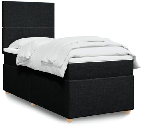 qohoio Boxspringbett mit Matratze Schwarz 80x200 cm Betten Bett Mit Matratze Bett Boxspringbett Schlafzimmer MöBel Stoff - 3291102