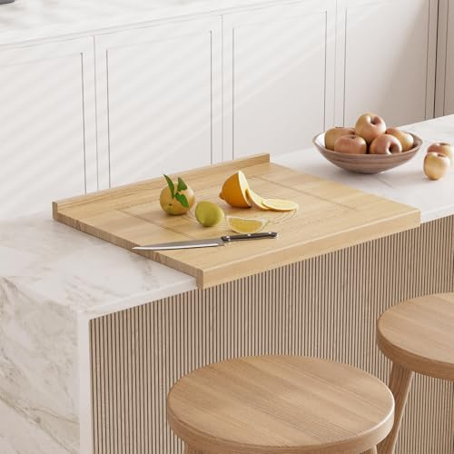 Nisorpa Planche à pâtisserie en bois avec mesures – Bois d'hévéa, 61 x 51 x | Grande planche à découper double face avec rebord pour cuisine