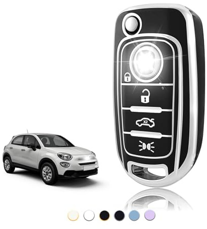 TOOMUME Funda Llave TPU, Carcasa Llave Apto para Fiat 500X Tipo Limousine Kombi Street S Design Business Line 5 Porte 1.4T Jet 1.6 Multijet, Cubierta Llaves Coche Mando - Flip Key