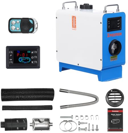 Chauffage diesel 8.3KW, portable bleu chauffage d'air diesel intégré, 12V/24V, télécommande et panneau de commande LCD pour voitures, camions, camping-cars, chauffage d'intérieur