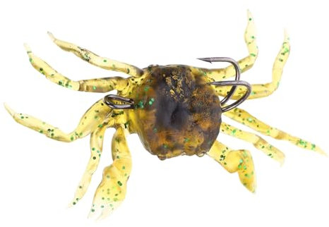 NUOBESTY Artificial Crab Fishing Lure Lifelike PVC Bait with Hooks for Seabass 10cm Green Simulated Crab