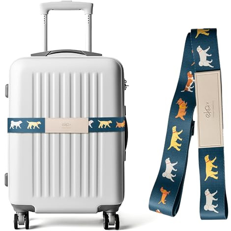 Gepäckriemen für Koffer, Verstellbarer elastischer Gepäckgurt, Reiseutensilien für Flughafen und Bahnhof, lebendige Designs (Puppy)