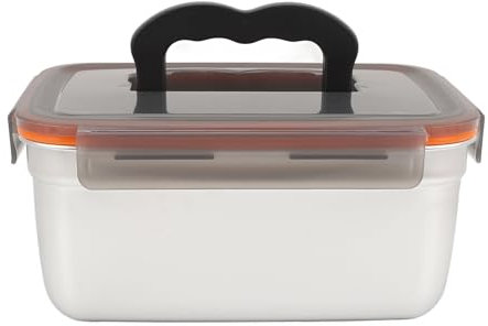 Natudeco Frischhaltedose aus Edelstahl, Metallversiegelte Lunchbox mit Griff, luftdichter Deckel für Zuhause, Büro, Camping (3500 ml)