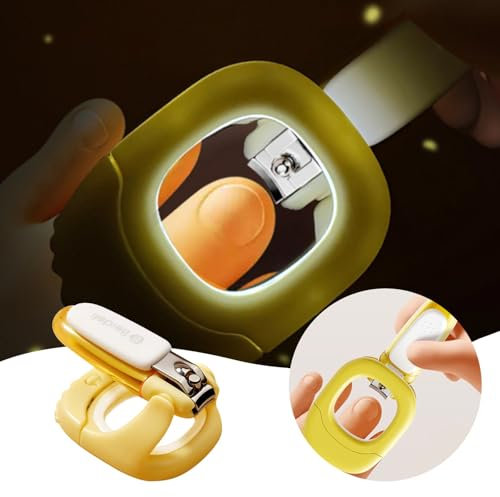 Baby Nagelschere mit Licht & 2,5-facher Lupe, Baby Nagelfeile für Fingernägel und Fußnägel, Leise und Sicherer, Geschenk für Neugeborene und Ältere Menschen (A)