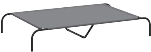 vidaXL Hundebett Erhöht Grau 130x80x20 cm Oxford-Gewebe und Stahl, Hundeliege, Hundesofa, Hundecouch, Haustierliege, Hunde Schlafplatz