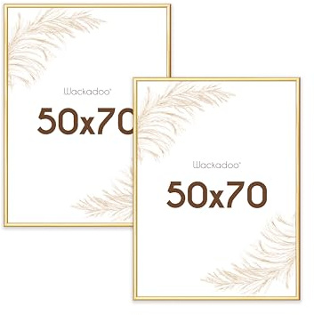 Wackadoo Bilderrahmen 50x70 Gold 2er Set Fotowand Fotorahmen aus leichtem Kunststoff mit Glas Picture frame Poster