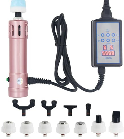 Stoßwellentherapie Gerät Fersensporn, ED Stoßwellentherapie Gerät, Extrakorporale Stoßwellen Therapiegerät, Stoßwellen Therapie Gerät Mit 11 Massageköpfen Zur Schmerzlinderung (Pink)