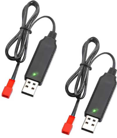 Nicear 2 Pcs JST 2PIN Universal RC USB Charger for 3.7V NIMH NICD 3.6V LiPo Batteries Compatible Car Boat Drone Airplane Remote Controlled Toys Security