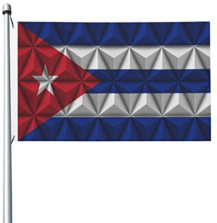 Bandiera di Cuba con effetto poligono, bandiere per esterni, 3x5 piedi, bandiera in poliestere resistente bifacciale per casa, cortile, festival, decorazioni da giardino, bandiere di benvenuto