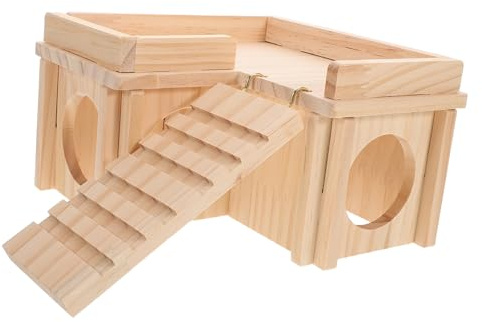 Large with Climbing Ramp Wooden Hide Cave Bearded Dragon | Basking Platform, , Detachable Design, Ladder Styles, Reptile Tank Hides