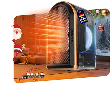 10.0 Mini Heizlüfter Bad【Nr.1 in Heizleistung – Zertifiziert】Keramik Heizlüfter Energiesparend【Rundum geschützt mit 4 Sicherheitssystemen】 Schlafzimmer Büro,Schwarz Camping Heizung Elektrisch(ABlack)