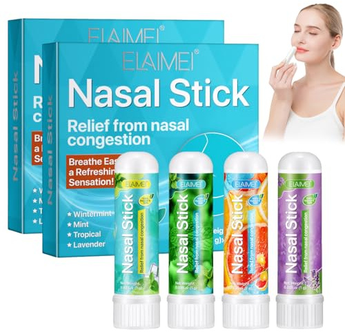 8 Stück Inhalierstift für Die Nase,Riechstifte für ätherische öle,Nasal Stick, Verbessert die Atmung und Steigert Den Fokus,Perfekt für Arbeit, Schule