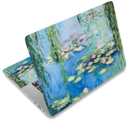 PLIGREAT Laptop Skin Sticker Decal, Water Lilies Pattern Universal Removable Vinyl Skin Cover Fits 12 13 13.3 14 15 Laptop Notebook Art Protector PC Personalized Protector Cover Decals