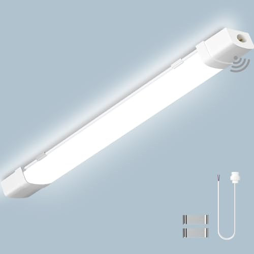 Bellanny 4ft 115cm LED Batten Light, 6500K 4400LM LED Tube Light with Motion Sensor, IP65 Waterproof Strip Lights for Garage, Shed, Office, Workshop, Not Spliceable
