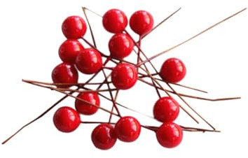 ULTECHNOVO 200 pezzi Bacche Rosse Artificiali per Decorazioni Natalizie DIY Flessibili di Agrifoglio Finto per Ghirlande e Addobbi Festa