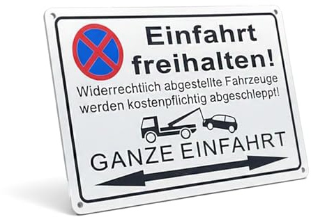 Xgvzs 1 Stück Einfahrt Freihalten Einfahrt Freihalten Schilder Parkverbotsschilder 20 x 30 cm Parken Verboten Aluminium für UV Schutz für Außenbereich Innenbereich
