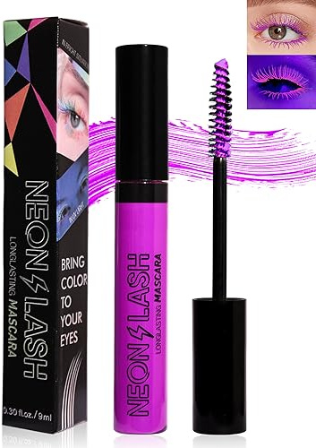 Mascara à Paillettes UV Fluo, Volume et Longueur, 1 Pièce Purple Imperméable
