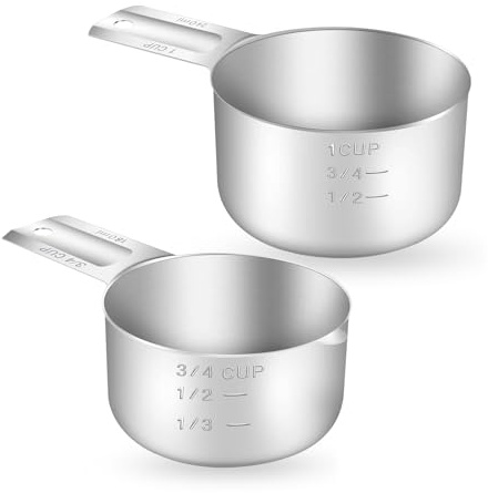 2PCS Measuring Cup, 8oz and 6oz Stainless Steel Food Scoop Precise Kitchen Gadgets for Cooking Baking High-End Durable Portable Kitchen Measuring Tool Dishwasher Safe