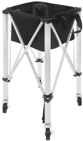 WAPHOERTE Cestino da tennis con ruote, contenitore pieghevole per palline da tennis in alluminio con telaio a X per riporre palline da badminton, palline da ping pong, 150-170 palline