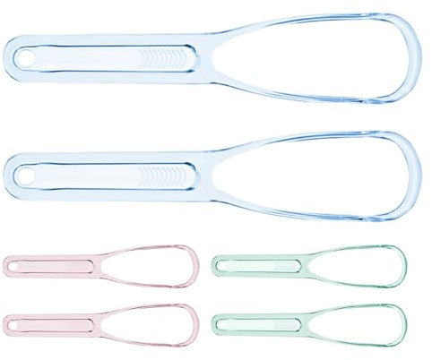SEWOART 6 Pezzi Pulitore Lingua in Plastica per Adulti e Raschietto Delicato per Rimuovere Coating Linguale e Freschezza Orale Accessorio Portatile per Igiene Orale Quotidiana e Viaggi