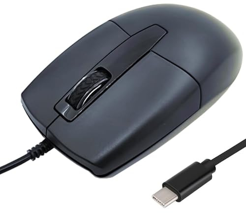 Ratón con cable, USB C, silencioso, ratón óptico tipo C con cable de 1,5 m, 1000 D-PI de 3 botones, ratón ergonómico para diestros y zurdos para PC, ordenador, portátil, portátil, Mac, teléfonos