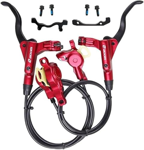 AEYINO Hydraulic Disc Brake Set, Left Front 800mm Right Rear 1450mm(Red) | 2 Piston Calipers with IS/PM Universal Adapter /160mm Simple split installation,Compatible with MTB and Most Bikes