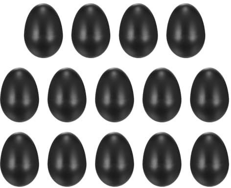 sourcing map 14 Pcs Egg Shakers, Plastic Musical Eggs Maracas Hand Percussion Instruments for DIY Painting Music Learning Easter Party Performance, Black