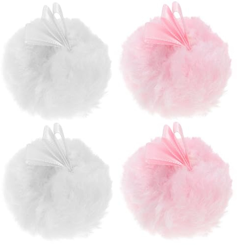 LOORGVEL Borlas de Polvo para Maquillaje 4 Piezas, Almohadillas de Limpieza Facial Secas, Redondas y Suaves, Portátiles para Uso Doméstico y Aplicación de Polvos y Rubor Varios estilos