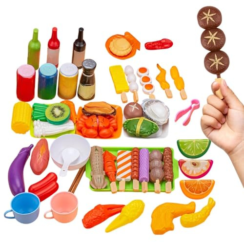 Giwuence Kinder BBQ Barbecue Grill Spielset - Realistisch, Bunt, Vollständig und Lehrreich.Tun-als-ob-Spielzeug Barbecue Grill Set - für Kindergartenkinder sowie und Mädchen, Töchter Söhne.