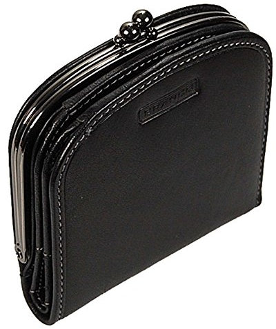 GoBago Damenbörse Portemonnaie Geldbeutel Bügelbörse Damen Geldbörse Leder (Schwarz)