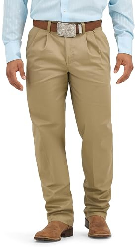 Wrangler Mens Pleated Front Casual Pants, Khaki, 38W x 30L US