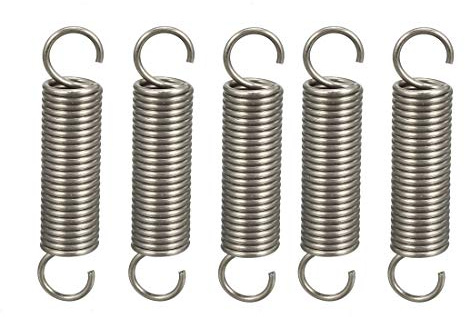 sourcing map Extended Tension Spring Wire Diameter 0.047, OD 0.39, Free Length 1.97 Stainless Steel Small Dual Hook Tension Spring 5pcs