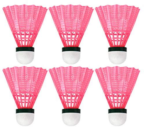 LIOOBO 6 Stück Kunststoff Badminton Ball langlebig Sport Trainingsball Federbälle Spielen Bälle für Outdoor-Schulübung Zubehör - pink