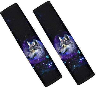 POLERO Galaxy Wolf Auto Sicherheitsgurt Abdeckungen für Männer Frauen Wölfe Auto Sicherheitsgurt Pads 2pcs