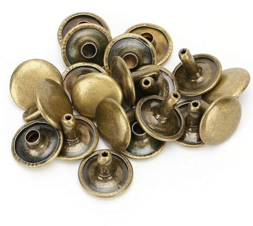 200 Sätze Doppelkappe Niet Leder Nieten Rohr Metall Nieten für Leder Handwerk Reparaturen Taschen Taschen Gürtel Schuhe Schuhe Nähdekoration 12x10mm(Bronze)