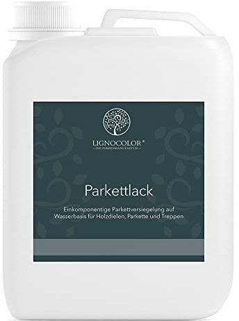 Lignocolor Parkettlack | Treppenlack | Holzlack | Versiegelung für Fußböden und Holztreppen (5 l, seidenmatt)