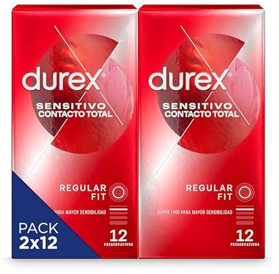 Durex Preservativos Super Finos Contacto Total - 2x12 Condones, color Morado, 12 Unidad - Pack de 2