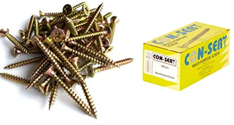 SEAC Multi-Purpose Screws - Pozi/Phillips Flat Headed Wood Screws - Hardened & Yellow Zinc Plated - Size 4 x 40mm