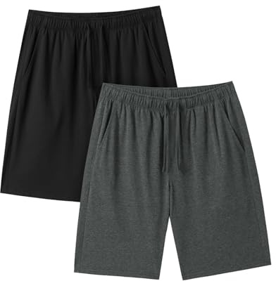LAPASA Pacco da 2 Pantaloncini Pigiama Uomo Policotone Leggero Stile e Taglie Americane Tuta Abbigliamento da Notte Grigio Scuro/Nero XXL M93