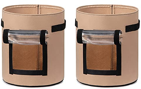 Timpfee Lot de 2 sacs de culture avec fenêtre visuelle, sacs de plantation en tissu non tissé pour pommes de terre, tomates, carottes, autres légumes