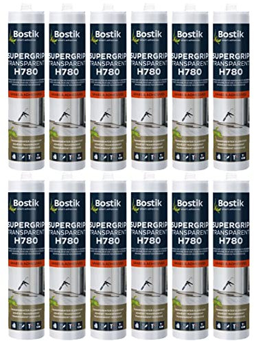 12x Bostik H780 Hybrid Supergrip Kleb und Dichtstoff für Holz Stein Beton Metall Kunststoff 310g Transparent