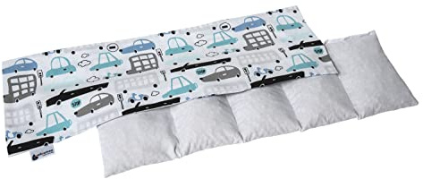 Medi Partners Cherry Pit mikrovågssäker 60x20cm storkornig värmekudde 800g 100% bomull 5 kammare avtagbart överdrag - Cherry Pit kudde för nacke och axlar, kylterapi (Bilar)