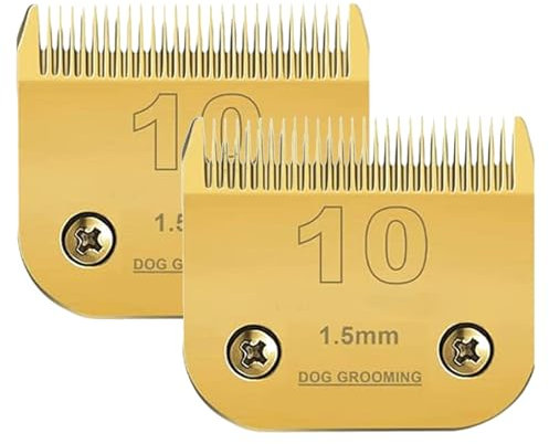 2 Packungen #10 Schermesser für Hundepflege, kompatibel mit Andis Schermaschinen, Karbonstahl, abnehmbare Keramik-Scherkante, auch kompatibel mit Wahl/Oster Hundeschermaschinen, 1,5 mm Schnittlänge