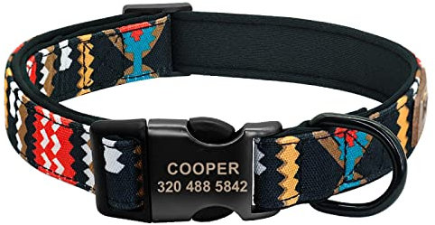 Personalisiertes Hundehalsband Aus Nylon,Benutzerdefinierte Hundemarke,Bedruckt,Kariert,Welpen-Namensschild,ID-Halsbänder Für Mittelgroße Und Große Hunde,Graviert,Rot,M