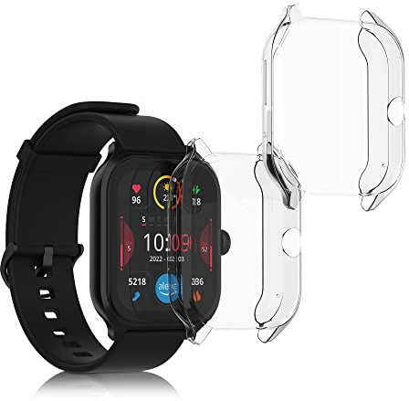 kwmobile 2X Schutzhülle kompatibel mit Huami Amazfit GTS 4 Hülle - Fullbody Cover Set aus Silikon - Transparent