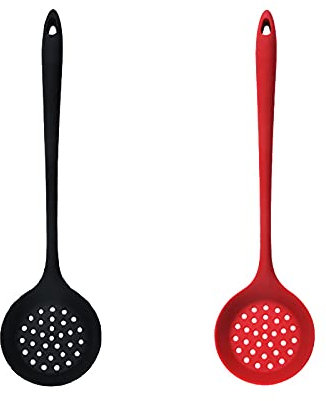 Confezione da 2 cucchiaini in silicone per schiumarola, colino antiaderente, cucchiaio da manico lungo,