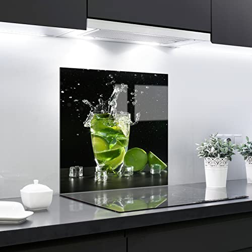 Splashback Backsplash Tempered Glass Heat Resistant Toughened Decorative – 60 x 65 cm – 4 mm Thick – Perfect Behind Gas, Ceramic and Induction Cookers – Easy to Clean