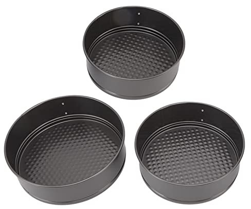 Set di 3 Teglie Per Torte, Teglie Rotonde in Acciaio al Carbonio Teglia da Forno Stampo da Forno Antiaderente con Fondo Rimovibile Set di Tortiere a Forma di Molla Per La Cottura(22/24/26)