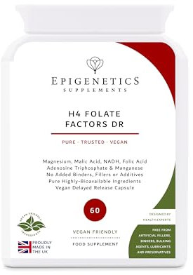 H4 Folate Factors DR | Magnesium, Malic Acid, Adenosine Triphosphate, Folic Acid, Manganese + Niacin | 60 Vegan Capsules UK Made | 1 Daily (2 Month Supply)